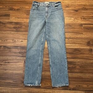 Abercrombie & Fitch High Waisted 90s Straight Leg Blue Jeans Women 28 Denim